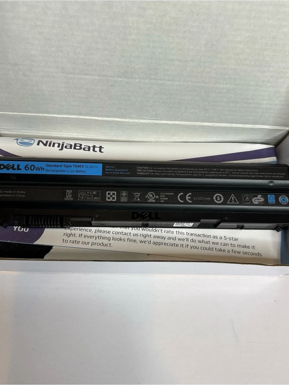 NinjaBatt High Performance Laptop Battery for Dell 60wh
